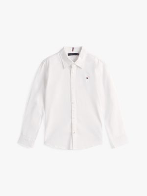 white stretch cotton poplin shirt for boys tommy hilfiger