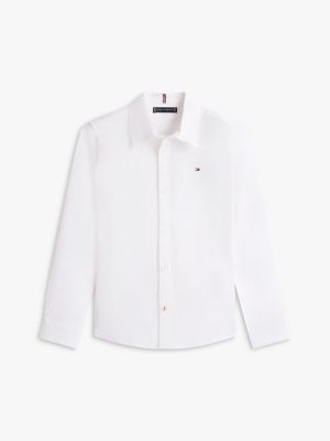 white stretch cotton poplin shirt for boys tommy hilfiger