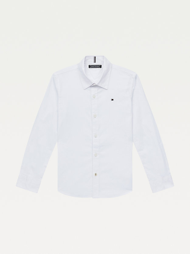WHITE Stretch Cotton Poplin Shirt for boys TOMMY HILFIGER