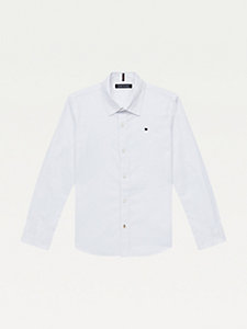 white stretch cotton poplin shirt for boys tommy hilfiger