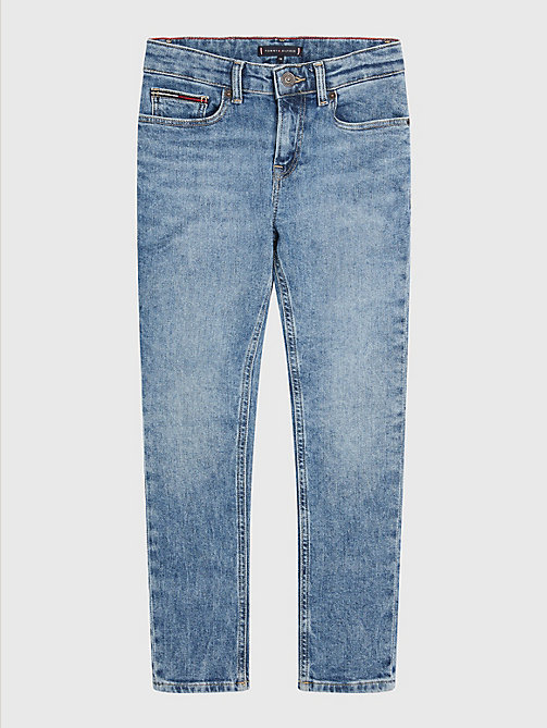 jeans scanton slim fit in canapa con scoloriture denim da boys tommy hilfiger
