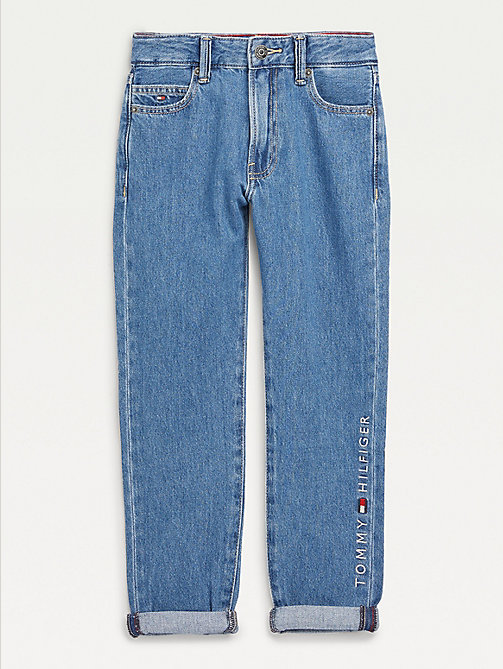 jeans th modern straight fit con logo denim da boys tommy hilfiger