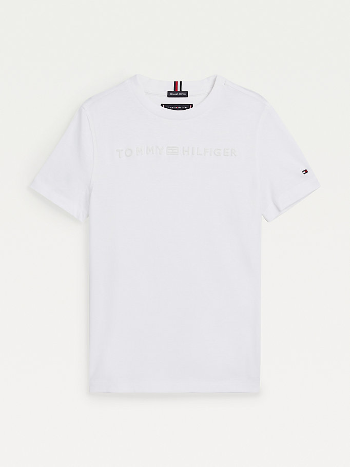 wit t-shirt met geborduurd logo voor boys - tommy hilfiger