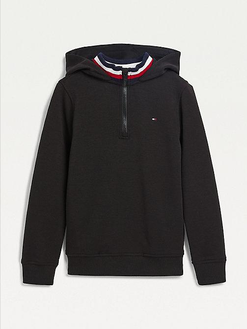 black double collar hoody for boys tommy hilfiger