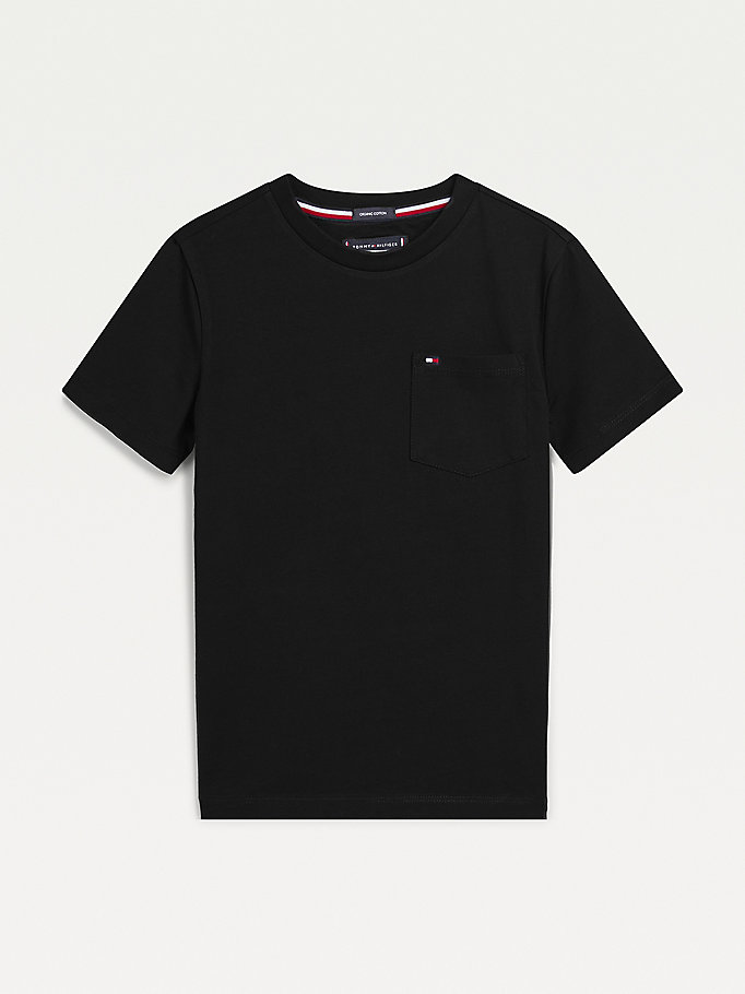 zwart essential t-shirt met borstzak voor boys - tommy hilfiger