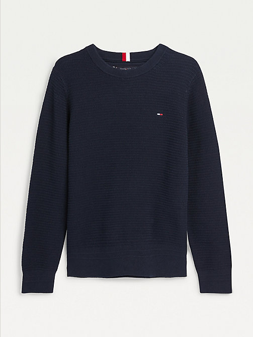 blue organic cotton flag embroidery jumper for boys tommy hilfiger