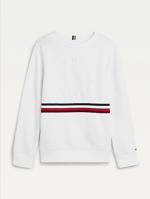 white embossed banded sweatshirt for boys tommy hilfiger