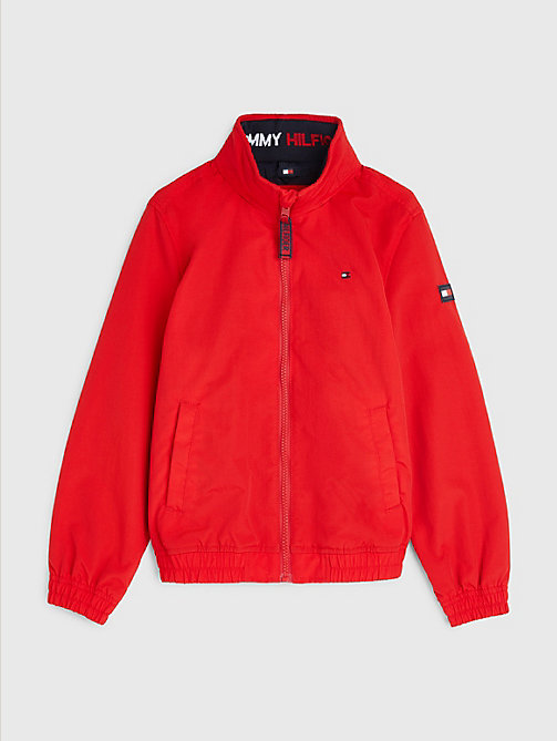 red essential hooded jacket for boys tommy hilfiger