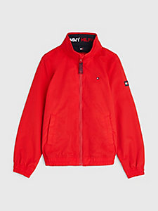 red essential high neck jacket for boys tommy hilfiger