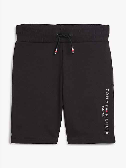 black essential drawstring sweat shorts for boys tommy hilfiger