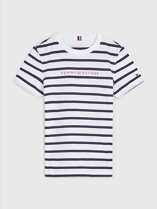 wit essential gestreept t-shirt voor boys - tommy hilfiger