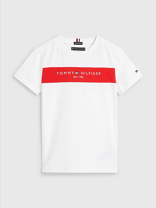 white essential colour-blocked t-shirt for boys tommy hilfiger