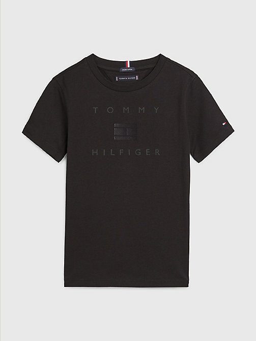 camiseta con logo negro de boys tommy hilfiger