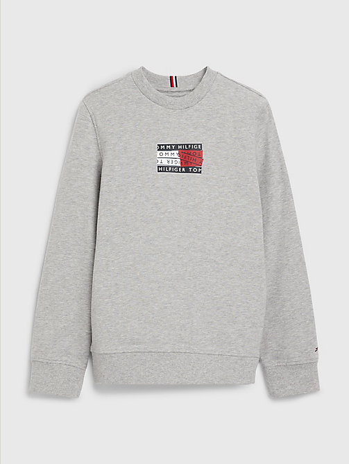 grey graphic tape logo sweatshirt for boys tommy hilfiger