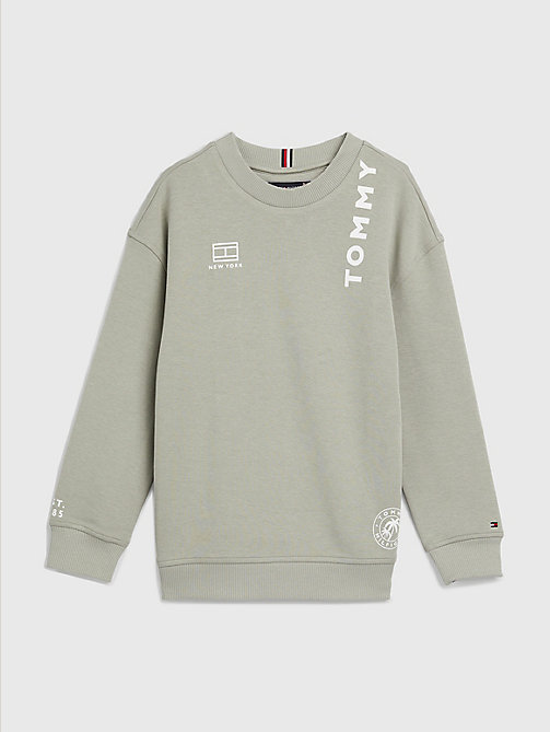 grey multi logo sweatshirt for boys tommy hilfiger