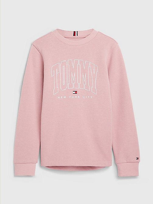 rosa sweatshirt mit varsity-logo für boys - tommy hilfiger