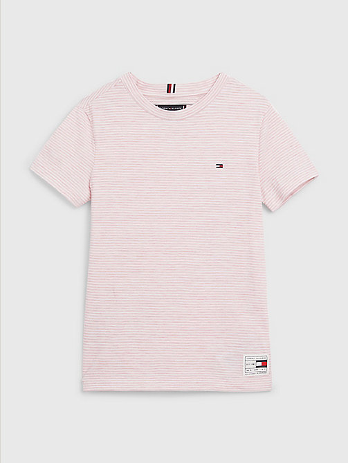 roze t-shirt met all-overstreep voor boys - tommy hilfiger