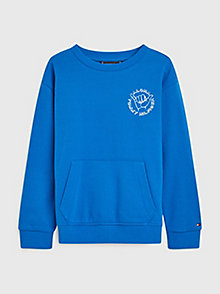 blauw sweatshirt met aloha-print voor boys - tommy hilfiger