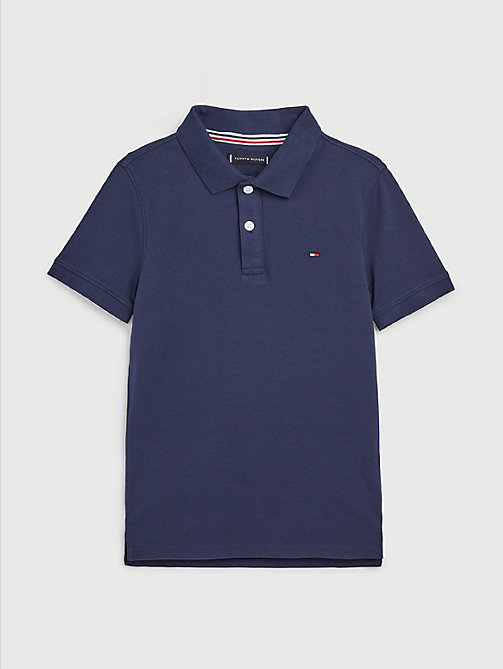 blue pure organic cotton polo for boys tommy hilfiger