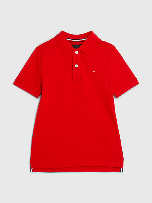 polo en pur coton bio rouge pour boys tommy hilfiger