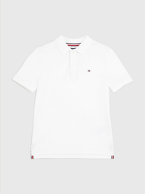 white pure organic cotton polo for boys tommy hilfiger