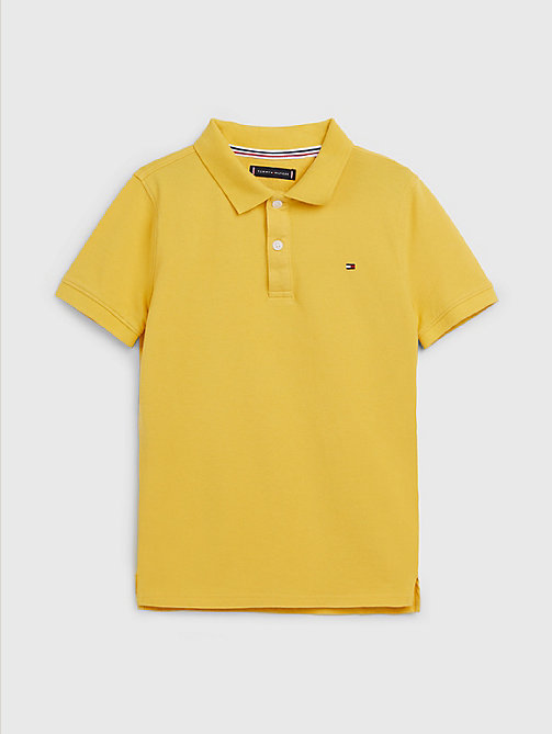 polo en pur coton bio jaune pour boys tommy hilfiger