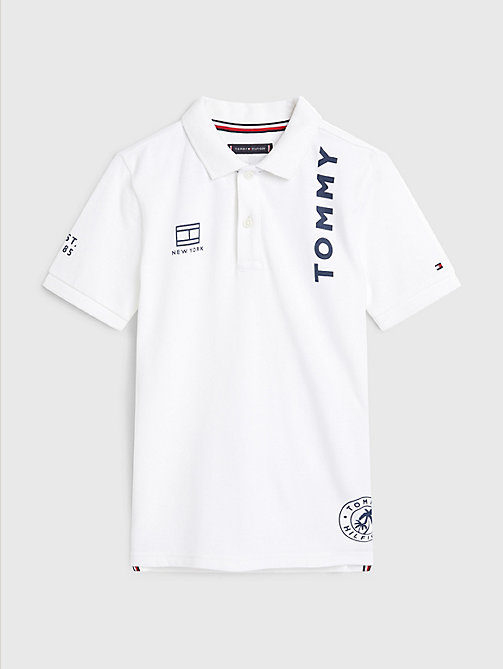 biały bawełniana koszulka polo z logotypami dla boys - tommy hilfiger
