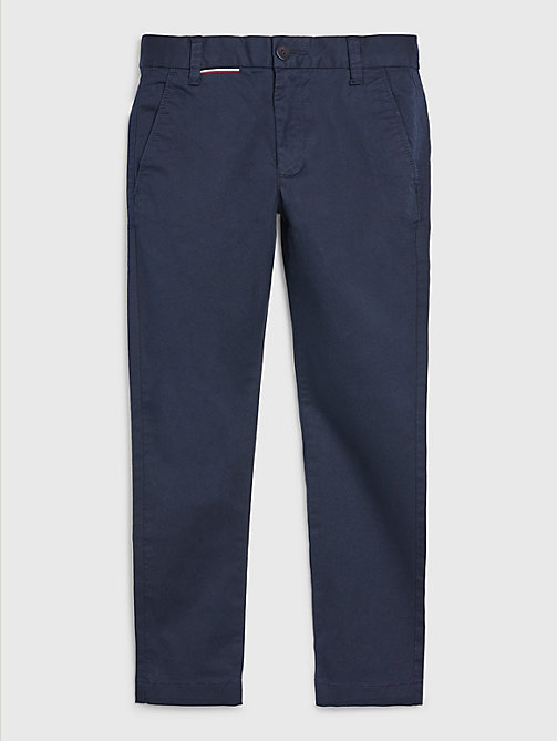 pantalón chino elástico con cinta distintiva azul de boys tommy hilfiger