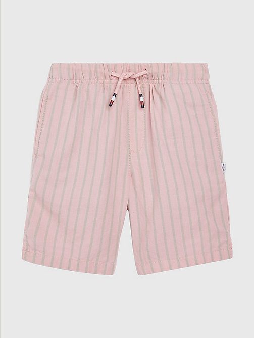 pink stripe pull-on drawstring shorts for boys tommy hilfiger