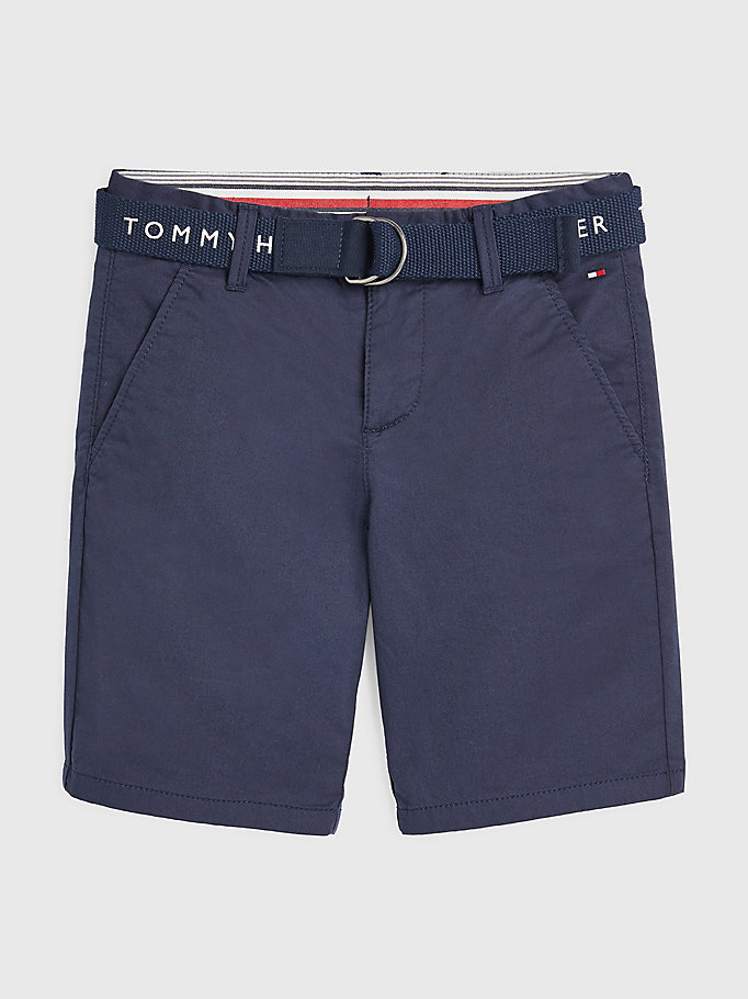 blue essential belted chino shorts for boys tommy hilfiger