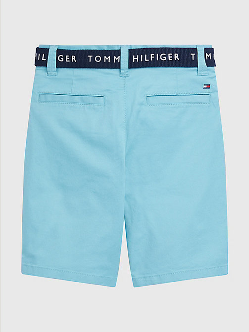 Tommy Hilfiger Boys' Belted Flat-Front Chester Twill Short Zip & Button Closure 4 Functional Pockets