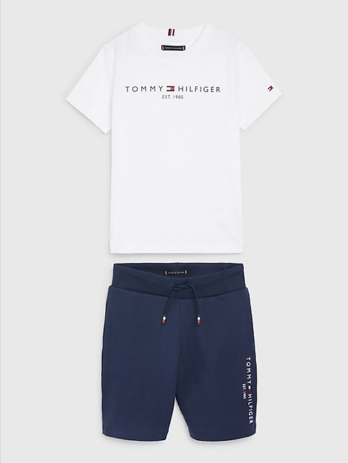 blue essential shorts and t-shirt set for boys tommy hilfiger