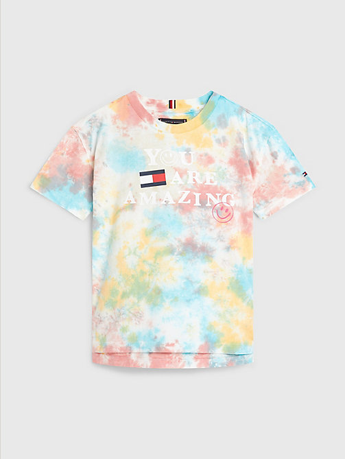white tie-dye t-shirt for boys tommy hilfiger