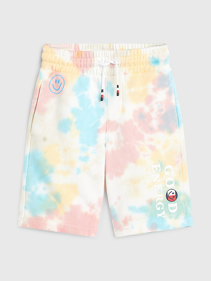 white tie-dye sweat shorts for boys tommy hilfiger