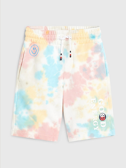 white tie-dye sweat shorts for boys tommy hilfiger