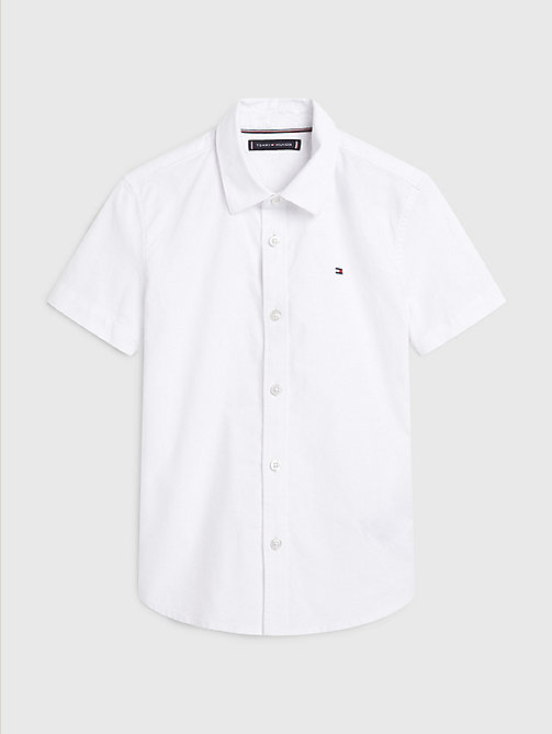 white short sleeve stretch oxford shirt for boys tommy hilfiger