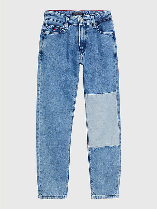 denim modern straight jeans met contrastpaneel en fading voor boys - tommy hilfiger