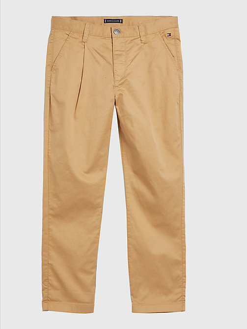 khaki pleated chinos for boys tommy hilfiger