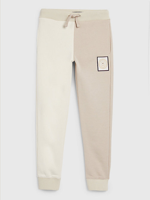 beige icons two-tone joggers for boys tommy hilfiger