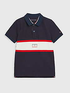 blue essential colour-blocked polo for boys tommy hilfiger