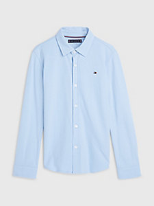 blue stretch pique shirt for boys tommy hilfiger