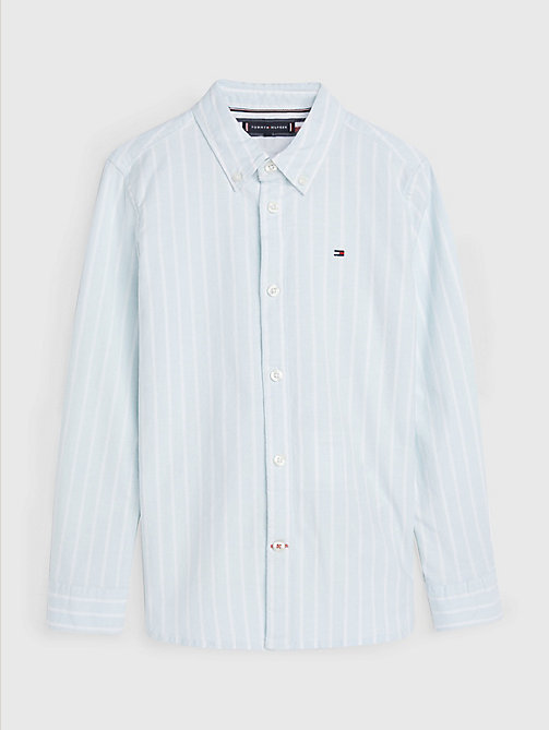 blue 1985 stripe stretch organic cotton shirt for boys tommy hilfiger