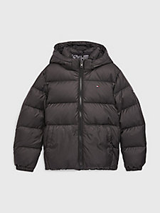 black essential hooded padded jacket for boys tommy hilfiger