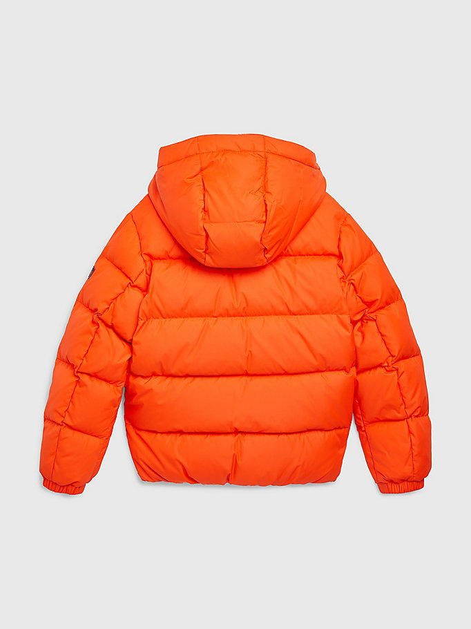 orange essential hooded padded jacket for boys tommy hilfiger