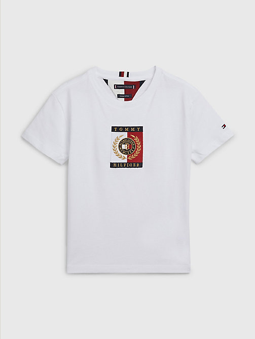 white icons organic cotton t-shirt for boys tommy hilfiger