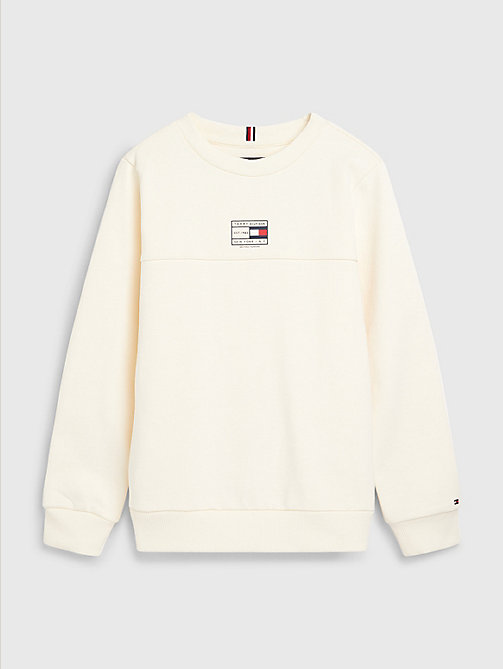 white natural earth dye sweatshirt for boys tommy hilfiger