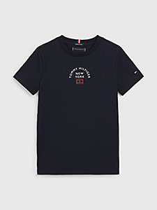 blue pure organic cotton logo t-shirt for boys tommy hilfiger