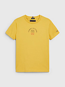 yellow pure organic cotton logo t-shirt for boys tommy hilfiger