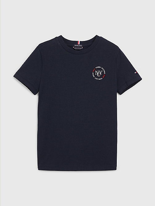 blue nyc logo embroidery t-shirt for boys tommy hilfiger