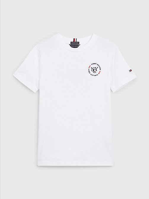 t-shirt à logo nyc brodé blanc pour boys tommy hilfiger